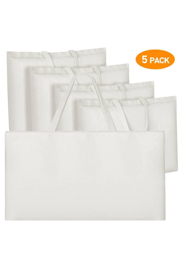 Natural Cotton Tote Bags with Zipper, 5-Pack 15"x21"– Lightweight 10oz Reusable Grocery Shopping Bags (Blank, Bulk, DIY)