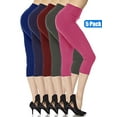 thumbnail image 1 of 5 Pack Capri Leggings For Women 3 inch Wide Waistband Yoga Sports and Casual Ultra Soft Capri Legging Pants (XL/2XL), 1 of 7