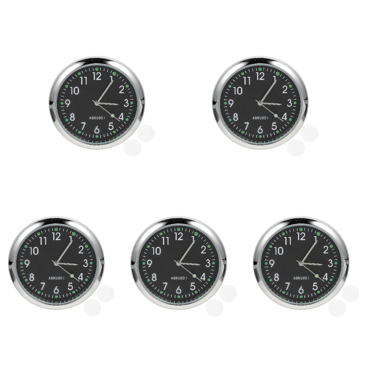 5 Pack Car Digital Clock Stick on Clocks Decorative Small Metal