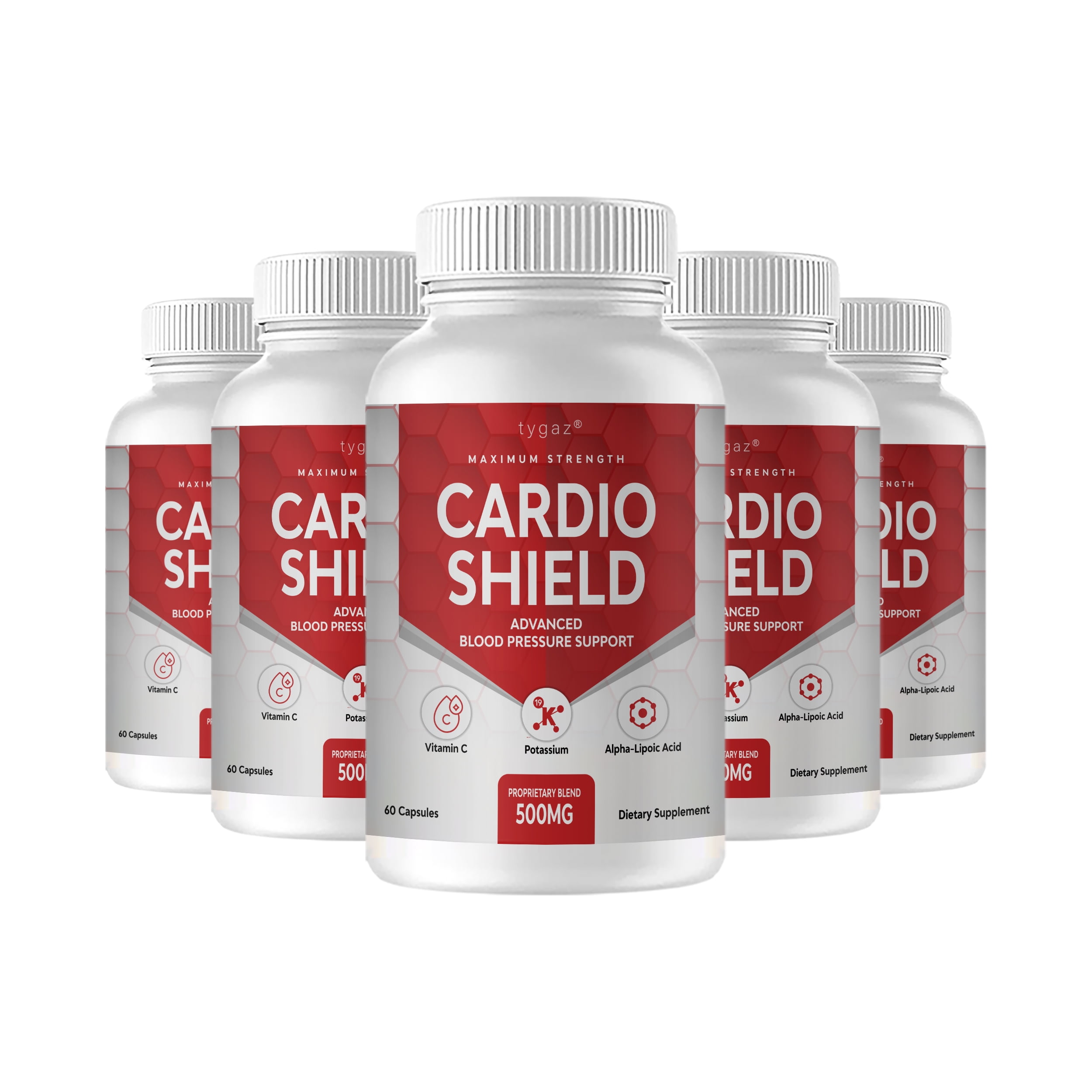 (5 Pack) Cardio Shield - Advanced Blood Pressure Support Capsules ...