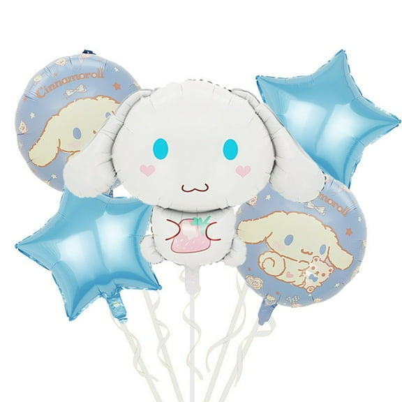 5 Pack Cartoon Anime Foil Balloons, Blue big-eared dog Cute Anime Theme Family Birthday Kawaii Party Decorations, Suitable for Children Gifts