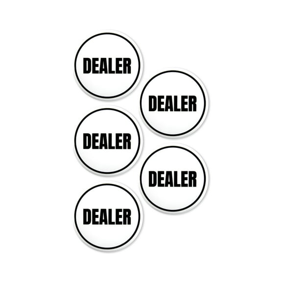 5 Pack - Casino Poker Game Accessory Dealer Markers/Buttons - 2.25 Inch