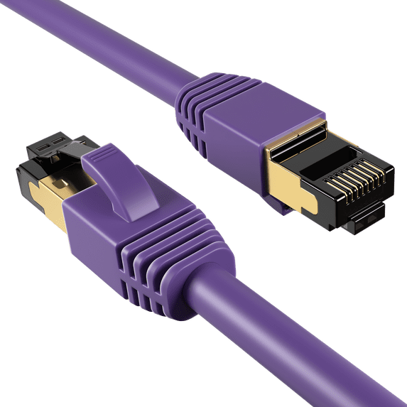 Cat8 5-Pack of 0.5FT Network Ethernet Patch Cable, 2000Mhz Internet Wire, For Router, Modem, PC, Laptop, TVs, Printer Cord, Consoles for Home and Office, Purple, Cables Direct Online