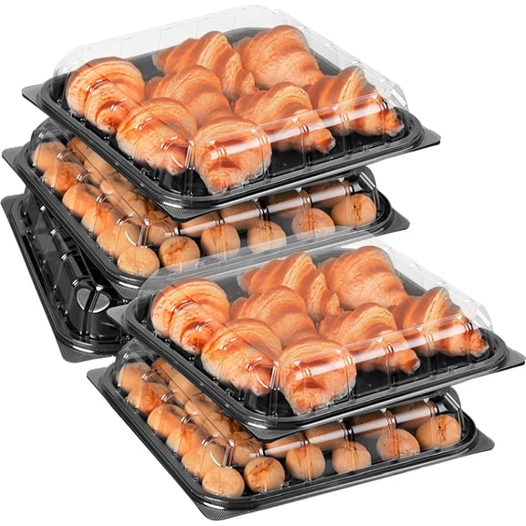 5 Pack Catering Trays With Lids Party Platters Dessert Bread Sandwich Cookie Food for Parties, 12" x 2.4"