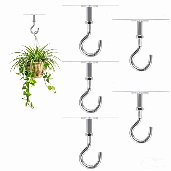 5 Pack Ceiling Hooks Adhesive, Ceiling Hooks Heavy Duty for Hanging Plants, Holds Up to 30lbs, No Drill Ceiling Hooks for Lights, Lanterns,Wind Chimes,Christams Wreath Socks