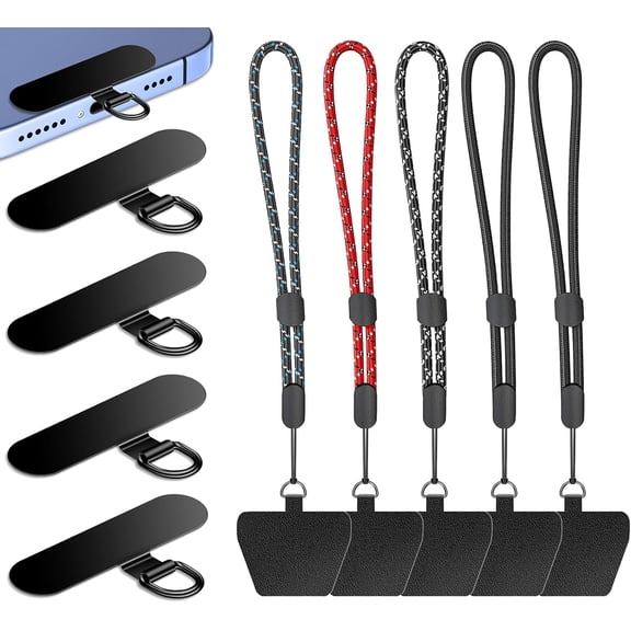 5-Pack Cell Phone Lanyard w/Adjustable Wrist Strap & Tether Tab for iPhone, All Cases - Anti-Theft, Free Hands