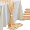 thumbnail image 1 of 5 Pack Champagne Chiffon Table Runner 10Ft Wedding Table Runner 29x120 Inches Sheer Romantic Tulle Table Runner for Wedding Decor Bridal Shower Baby Shower Birthday Party Cake Table Decoration, 1 of 7