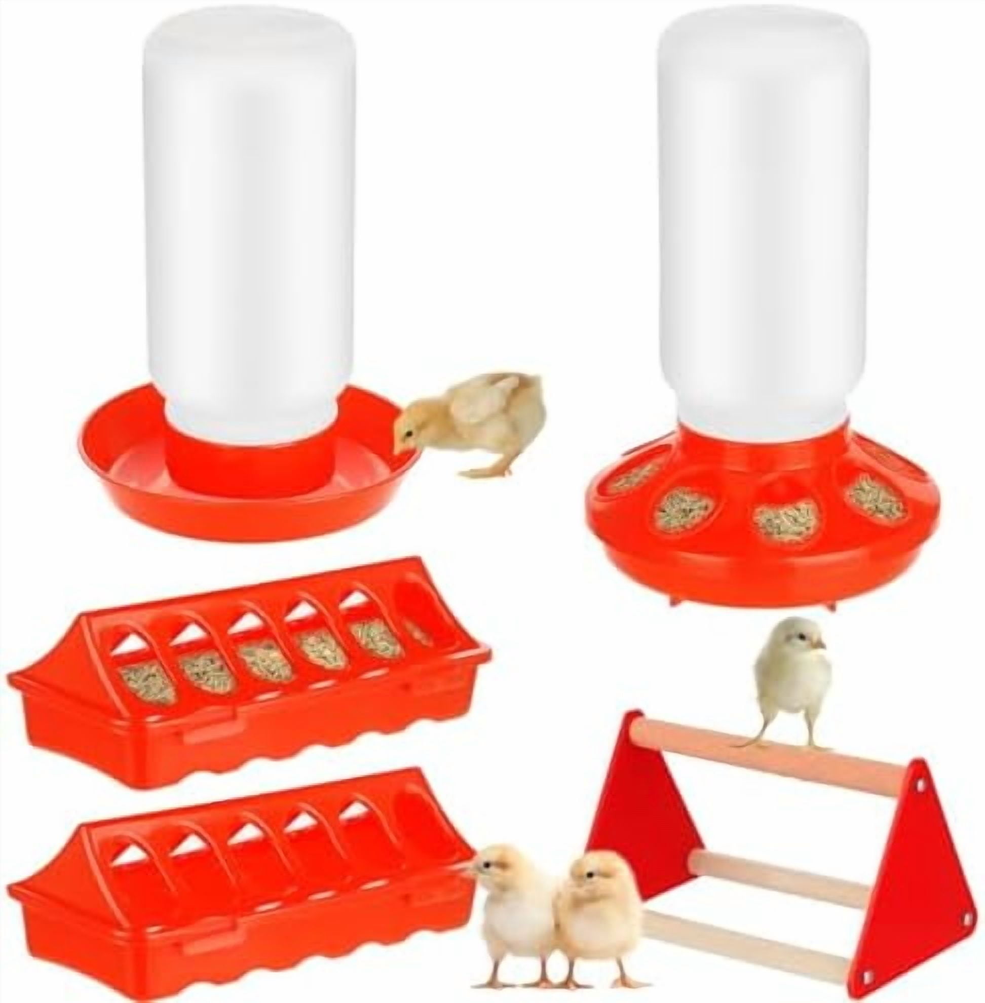 5 Pack Chick Feeder and Waterer Set Plastic Baby Chicken Brooder ...