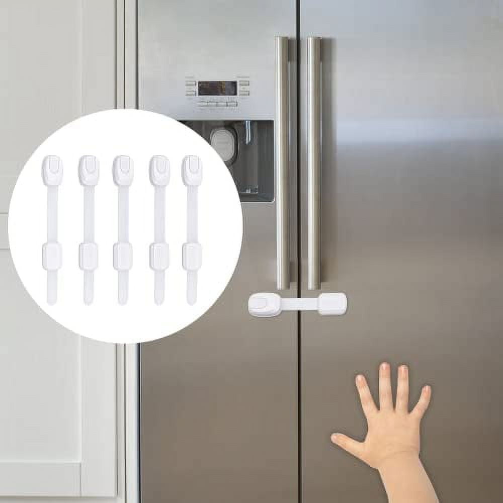 5Pack Child Proof Latches White for Drawers, Cupboards, Fridge