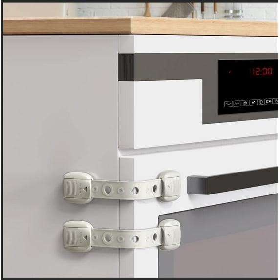 5 Pack Child Proof Refrigerator Lock, Fridge Locks for Kids with Sticky Adhesive Pads, Child Safety Locks for Doors, RV Refrigerator, Oven Lock Child Safety Baby Cabinet Locks - Grey Updated