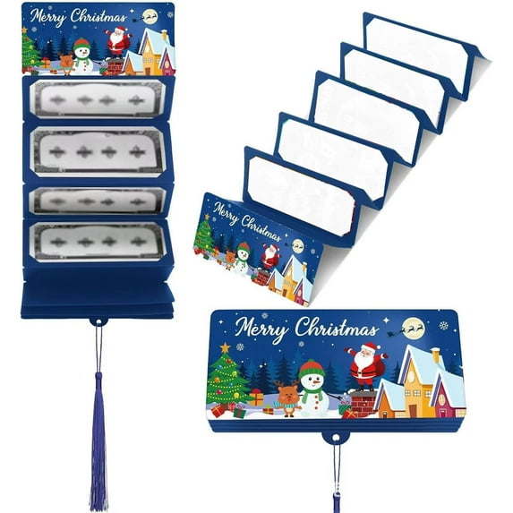 5 Pack Christmas Cash Gift Envelopes, 2026 New Christmas Money Holders with 10 Slots, Surprise Gift Card Holders Xmas Booklet for Cash (Blue)
