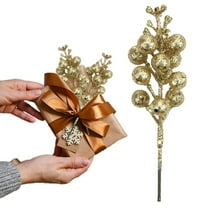 5 Pack Christmas Glitter Berries Stems,11 Inch Artificial Purple Christmas Picks for Christmas Tree Ornaments,DIY Xmas Wreath,Crafts,Holiday and Home Decor(Champagne)