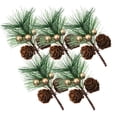 thumbnail image 1 of 5-Pack Christmas Pine Needle Bouquet Decorations – Gift Box Toppers with Golden Berries, Pine Cones & PVC Greenery for Holiday Wrapping, Desktop & Tree Décor, 1 of 5