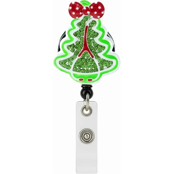 Holiday Id Clip Retractable Lanyard Reel Cute Christmas Tree Badge Reel Retractable ID  Badge Holder For Nurses, Teachers, Office Workers Fun Holiday Accessory  Festive Work Accessory