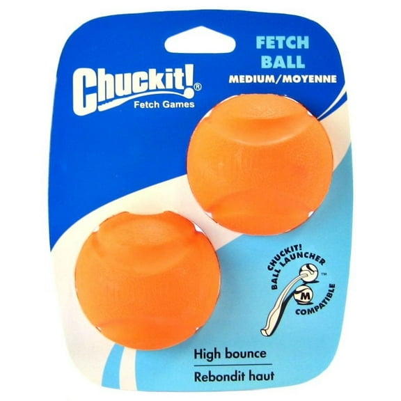 5 Pack Chuckit Fetch Ball High Bounce Dog Toy for Chuckit Ball Launcher [Dog Ball Toys, Dog Chew Toys] Medium - 10 count