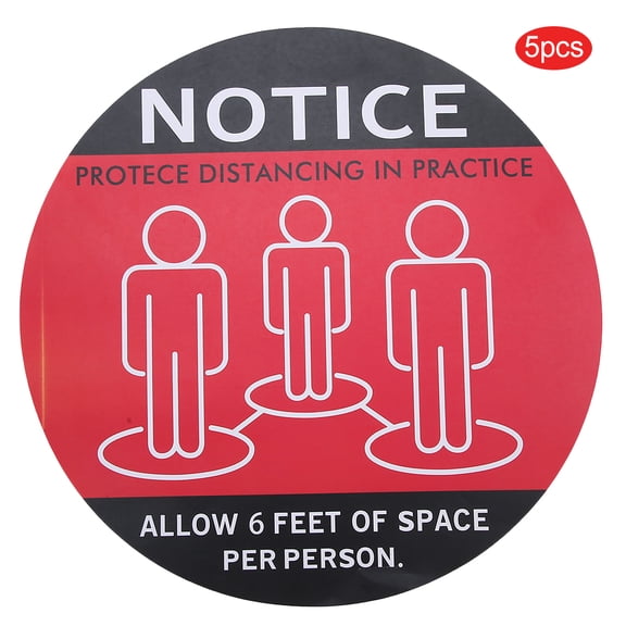 5-Pack Circular Signs for Hospitals, Reminding Safe Distance, Caution Decals Social Distancing Floor Stickers