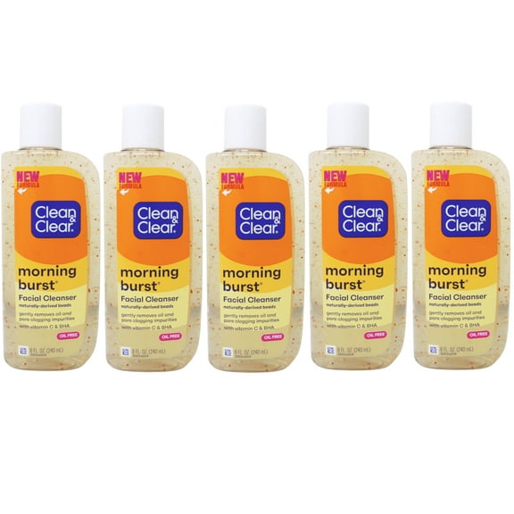 5 Pack - Clean & Clear Morning Burst Oil-Free Gentle Daily Acne Face Wash and Facial Cleanser, 8 fl oz