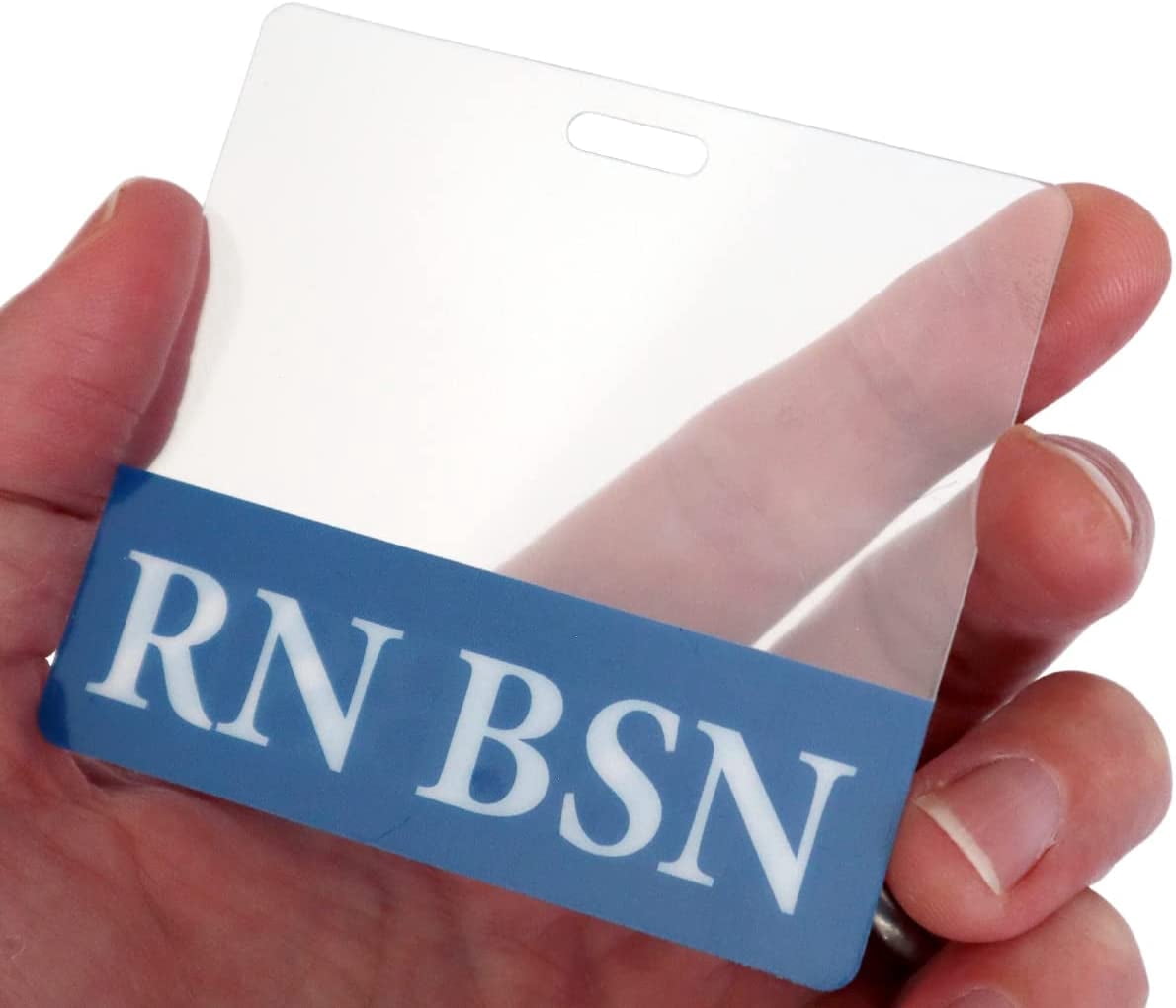5 Pack - Clear RN BSN Badge Buddy Horizontal - Hospital & Nurse ID Backer Cards - Transparent Title/Role Identifier - Wear Behind Medical Name Badge on I’D Reel or Lanyard by Specialist ID (Blue)