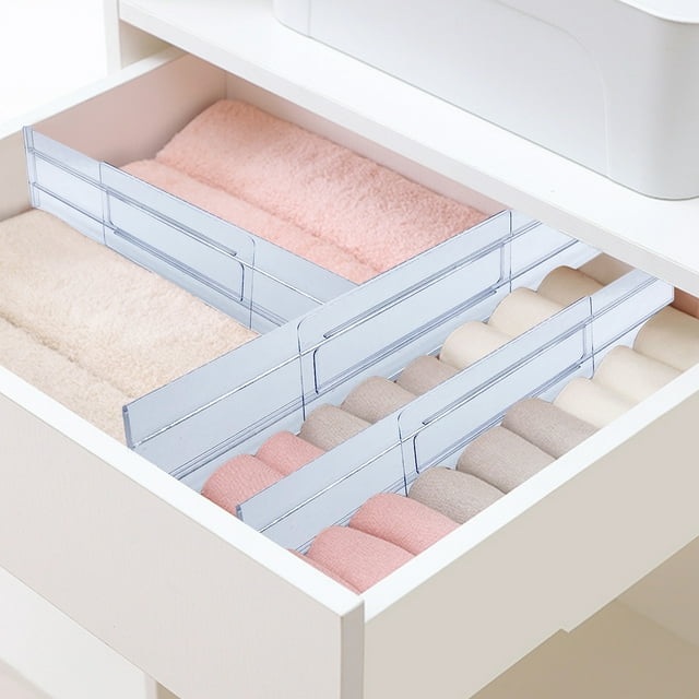 5 Pack Clear Drawer Dividers for Clothes,Expandable 1119'' Drawer