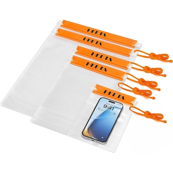 5-Pack Clear  Dry Bag Pouch, Water Tight Cases Dry Bags Document Holder for Camera Mobile Phone Maps, Kayaking Boating