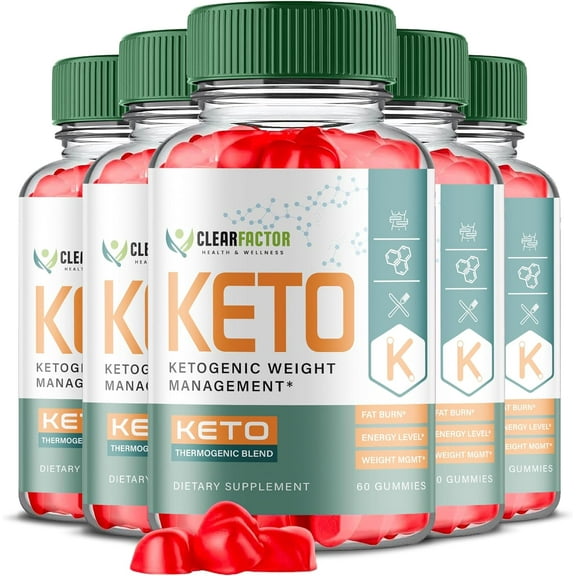 (5 Pack) Clear Factor Keto ACV Gummies - Apple Cider Vinegar Supplement for Weight Loss - Energy & Focus Boosting Dietary Supplements for Weight Management & Metabolism - Fat Burn - 300 Gummies