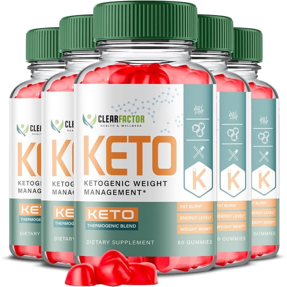 (5 Pack) Clear Factor Keto ACV Gummies - Apple Cider Vinegar Supplement for Weight Loss - Energy & Focus Boosting Dietary Supplements for Weight Management & Metabolism - Fat Burn - 300 Gummies