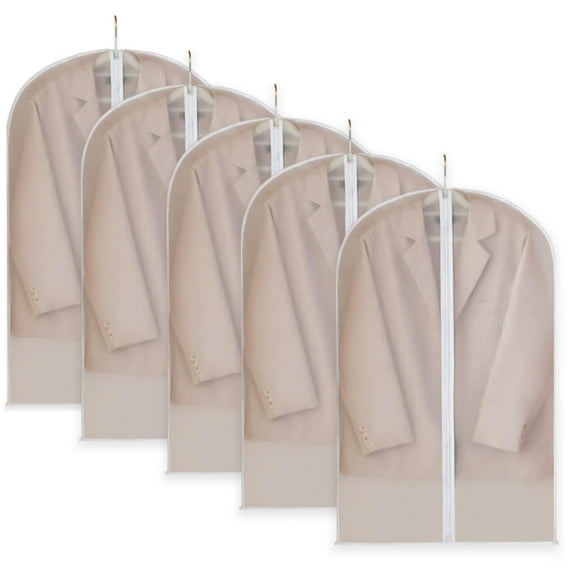 5-Pack Clear Garment Bags with Zipper for Hanging Clothes,Storage Bags for Coats,Jackets,Shirts,and More (23.6 x 39.4 inches)