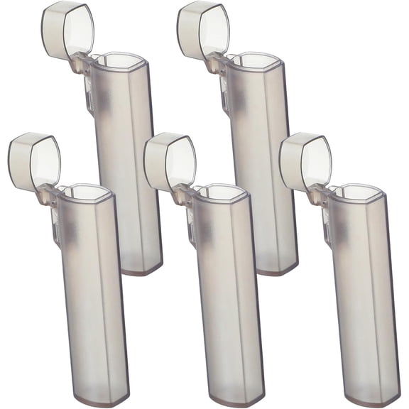 5 Pack Clear Gray Mini Pocket Toothpick Dispenser with Secure Lid, Lightweight Portable Plastic Storage Container, Small Organizer Box for Purse Travel Camping Outdoor Tiny Item Storage