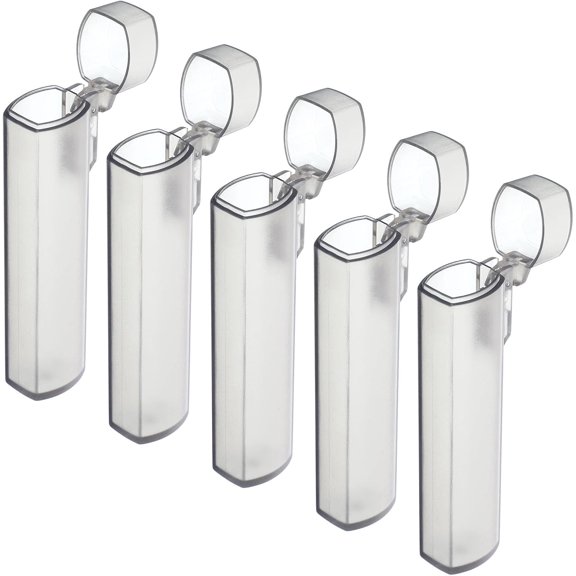 5 Pack Clear Gray Mini Pocket Toothpick Dispenser with Secure Lid, Lightweight Portable Plastic Storage Container, Small Organizer Box for Purse Travel Camping Outdoor Tiny Item Storage