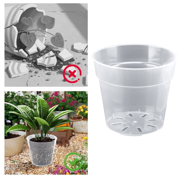 5 Pack Clear Nursery Pots, 4/5/6/7 Inch Plastic Plant Pots with Drainage Holes, Reinforced Transparent Seedling Pots for Indoor Outdoor Use