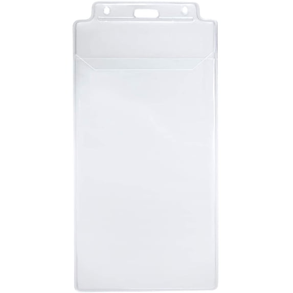 5 Pack - Clear Plastic Large Ticket Holder with Tuck in Flap - Weatherproof Credential Holder 3 3/4 x 7 1/2 Inch for Sporting Events, Concerts, Press Pass and More by Specialist ID