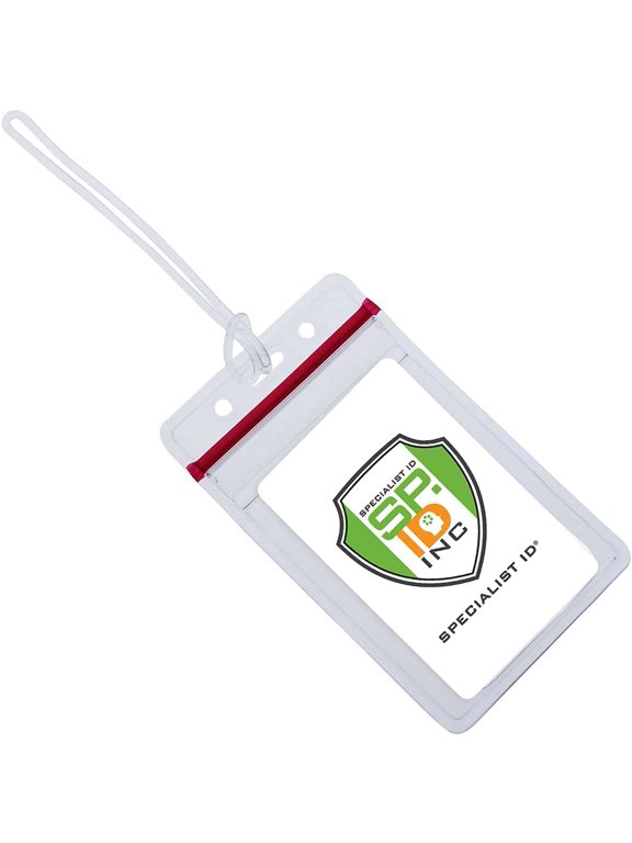 5 Pack - Clear Plastic Luggage Identification Tags with Loops Included - Business Card or Photo Insert Bag Tags - Great for Travel and Student IDs by Specialist ID (Resealable)