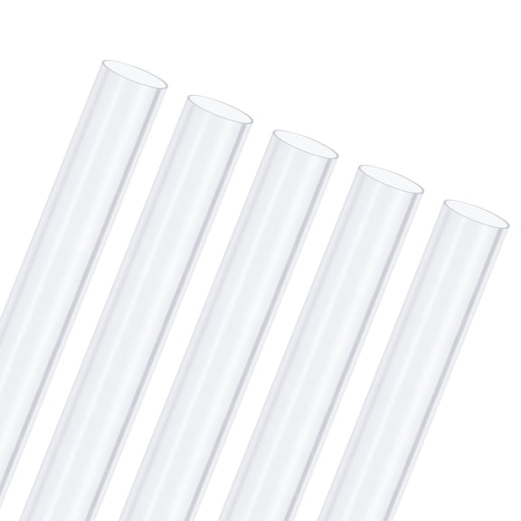 5-Pack Clear Rigid Pipe, 15mm(0.59") ID x 16mm(0.63") OD 0.8ft Round Plastic Tube for Water Pipe/Fish Tank/Wire Protection, High Hardness Tubing [Clear Blue]