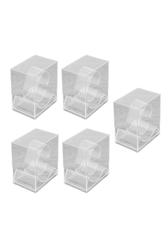5 Pack Clear Square Watch Display Stands Plastic Storage Case With Dustproof Cover for Jewelry Bracelet Organizers