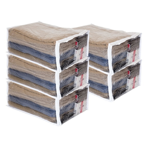 5-Pack Clear Vinyl Zippered Storage Bags 11 x 15 x 6 Inch