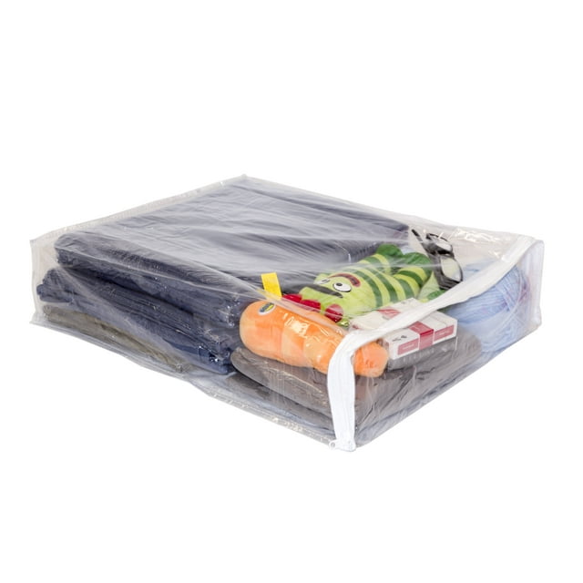 5Pack Clear Vinyl Zippered Storage Bags 15 x 18 x 4 Inch