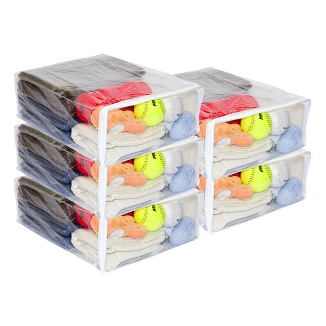 5Pack Large Clear Vinyl Plastic Clothes Storage Bags, 15 x 18 x 6 Inch