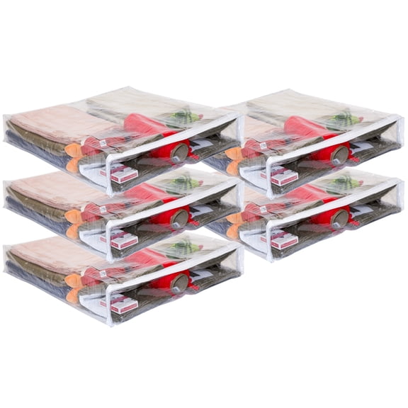 5-Pack Clear Vinyl Zippered Storage Bags 23 x 23 x 4 Inch