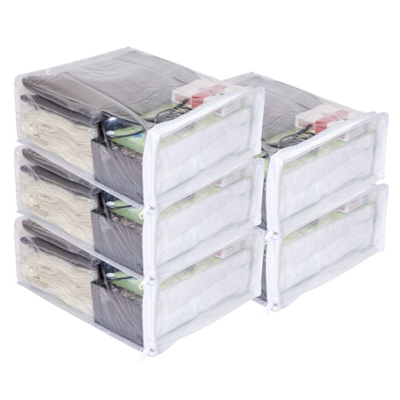 5-Pack Clear Vinyl Zippered Storage Bags 9 x 11 x 4 Inch