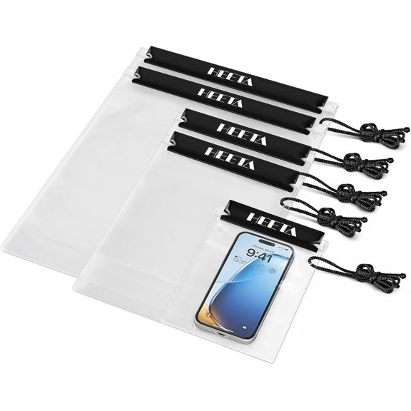 5-Pack Clear Waterproof Dry Bag Pouch, Water Tight Cases Dry Bags Document Holder for Camera Mobile Phone Maps, Kayaking Boating