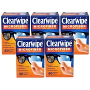 5 Pack - ClearWipe Microfiber Pre-Moistened Lens Wipes, 40 Individual Packets