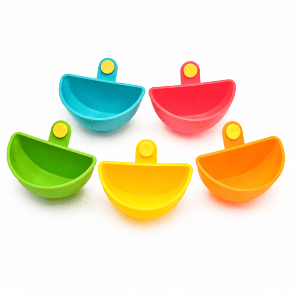 5 Pack Clip On Dip Bowls, Plastic Sauce Holder Cups for Plates and Bowls, Small Condiment Cups for Ketchup, Salsa, Snacks, Parties and Picnics