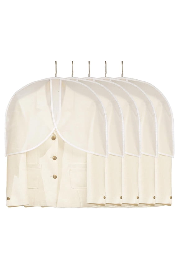 5 Pack Clothes Protectors Breathable PEVA Clear Shoulder Covers For Garment Care Organization Suit Covers