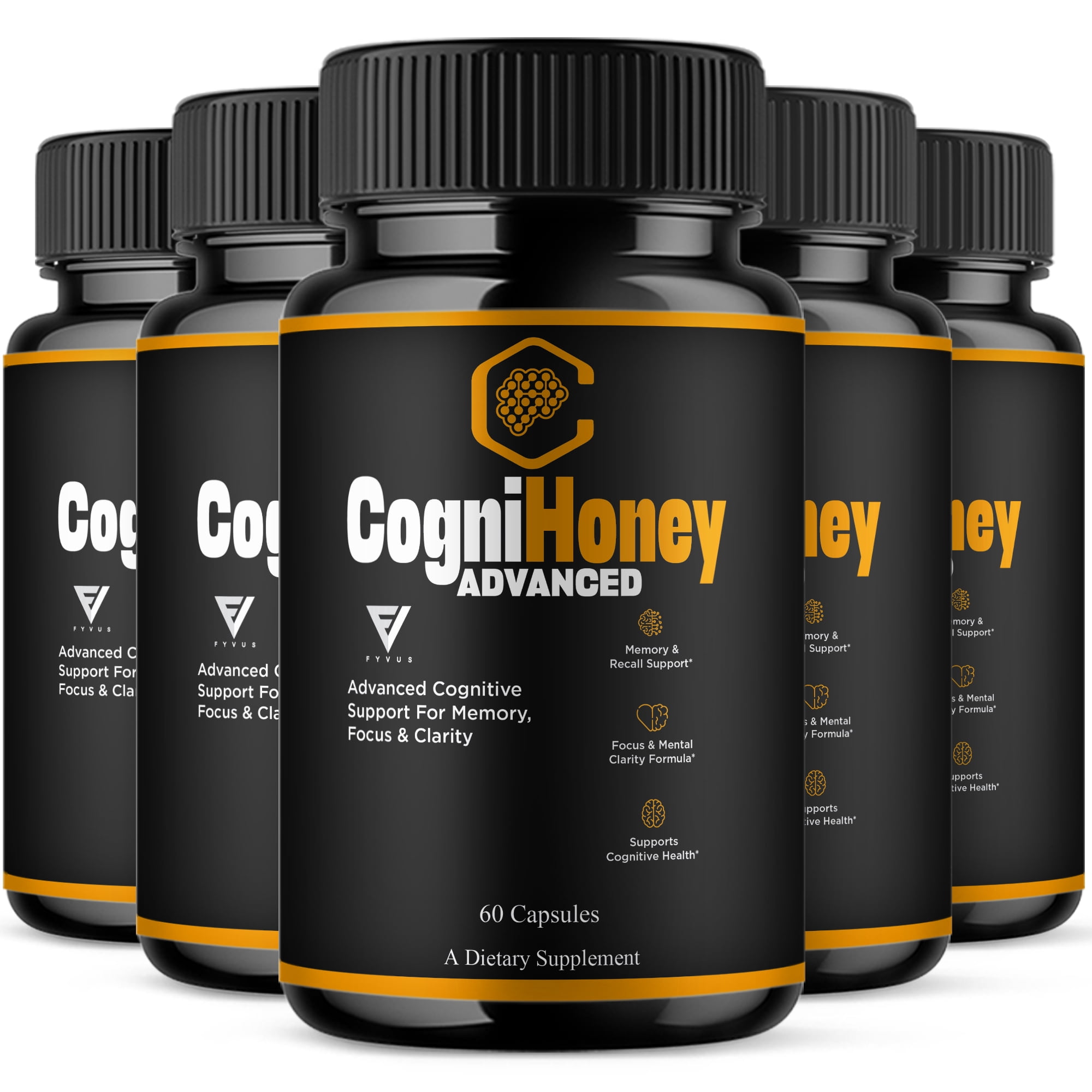 (5 Pack) CogniHoney Advanced Capsules, Cogni Honey Supplement (300 ...