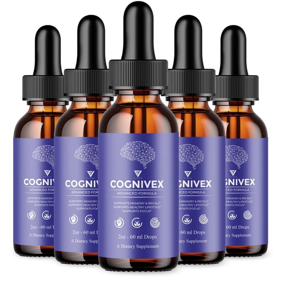 (5 Pack) Cognivex Drops Advanced Formula, Cognivex Memory Support (10oz)