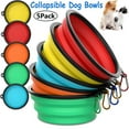 thumbnail image 1 of 5 Pack Collapsible Bowls,Dog Bowl Portable for Cats Dogs, Foldable Pet Feeding Watering Silicone Dish with 5 Carabiners,for Traveling Camping Walking,Home Use,380ML, Multi color, 1 of 8