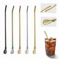 thumbnail image 1 of 5-Pack Color-Coded Stainless Steel Straws with Detachable Spoon Filters for Mate Tea, Bubble Drinks, 1 of 6