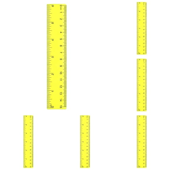 5 Pack Color Transparent Plastic Ruler 6 Inch Straight Rulers, Bulk Assorted Colors, Shatterproof Ruler with Inches and Centimeters for Classroom Home Office, Back to Classroom Supplies, Yellow