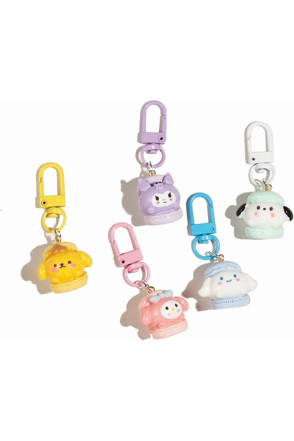 5 Pack Colored Macaron Anime Keychains Womens Cartoon Charms For Airpods Case, Personalized Animal Purse Charm Cute Keychain Women Customized Small Key Chains Pack