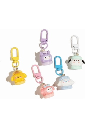 5 Pack Colored Macaron Anime Keychains Womens Cartoon Charms For Airpods Case, Personalized Animal Purse Charm Cute Keychain Women Customized Small Key Chains Pack